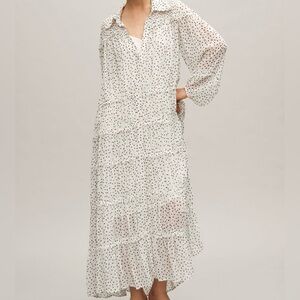 Anthropologie Long-Sleeve Smocked Tiered Maxi Dress Size Medium